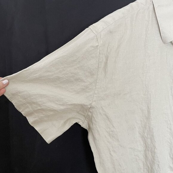Joseph Abboud Mens Tan Linen Short Sleeve Button-Up Shirt XXL classic clean - Picture 4 of 6